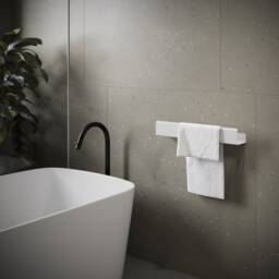 Black Towel Holder Steel Bathroom Rack, 50cm-19.68 - thumbnail 3