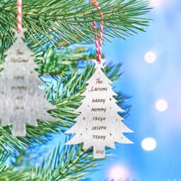 Personalised Metal Family Tree Christmas Decoration