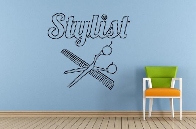 Hairdressing Hair Stylist Scissors Comb Brush Dryer Salon Spa Window Or Wall Car Vinyl Peal & Stick Removable Sticker Decal L1457 - image 1