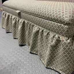 storage Bench in Your Own Fabric With Wooden Legs & Decorative Skirting - thumbnail 3