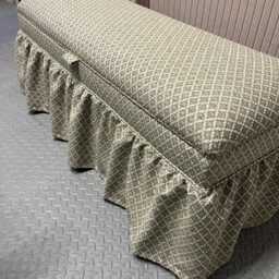 storage Bench in Your Own Fabric With Wooden Legs & Decorative Skirting - thumbnail 2