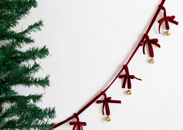 Handmade Velvet Elegance Jingle Bell Symphony For Your Christmas Tree Ornament Garland Chain - image 1
