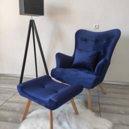 Turquoise Scandinavian Venus Velvet Armchair + Footstool/ Nursing Chair // Schaukelstuhl/ Sessel - thumbnail 2