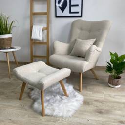 Turquoise Scandinavian Venus Velvet Armchair + Footstool/ Nursing Chair // Schaukelstuhl/ Sessel - thumbnail 3