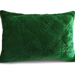 Emerald Green Velvet Pillow Cover, Handmade Pick Stitch Pillow, Quilted Euro Shams, Sham, King Standard Sham - thumbnail 2