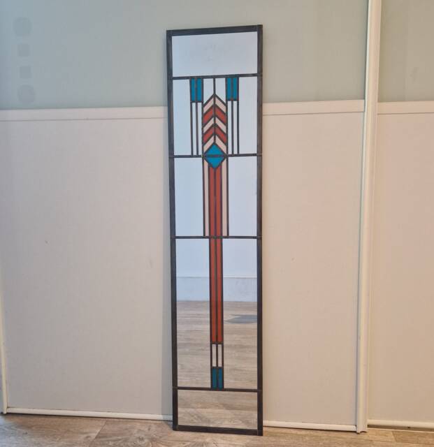 New Art Deco Mirror 21x91cm. Burned Orange, Teal & Peach. Special Introductory Price - image 1