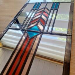 New Art Deco Mirror 21x91cm. Burned Orange, Teal & Peach. Special Introductory Price - thumbnail 2