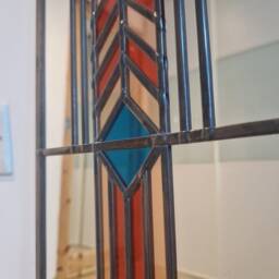 New Art Deco Mirror 21x91cm. Burned Orange, Teal & Peach. Special Introductory Price - thumbnail 3