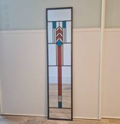New Art Deco Mirror 21x91cm. Burned Orange, Teal & Peach. Special Introductory Price - thumbnail 1