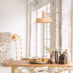 Mid Century Maple Wood Pendant Light, Japandi Dining Chandelier & Kitchen Island Light - thumbnail 3