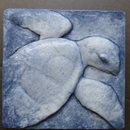 Hawksbill Sea Turtle Swimming Decorative Wall Sculpture Tile - thumbnail 2