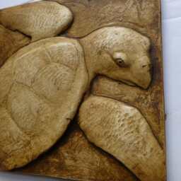 Hawksbill Sea Turtle Swimming Decorative Wall Sculpture Tile - thumbnail 3