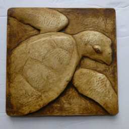 Hawksbill Sea Turtle Swimming Decorative Wall Sculpture Tile - thumbnail 4