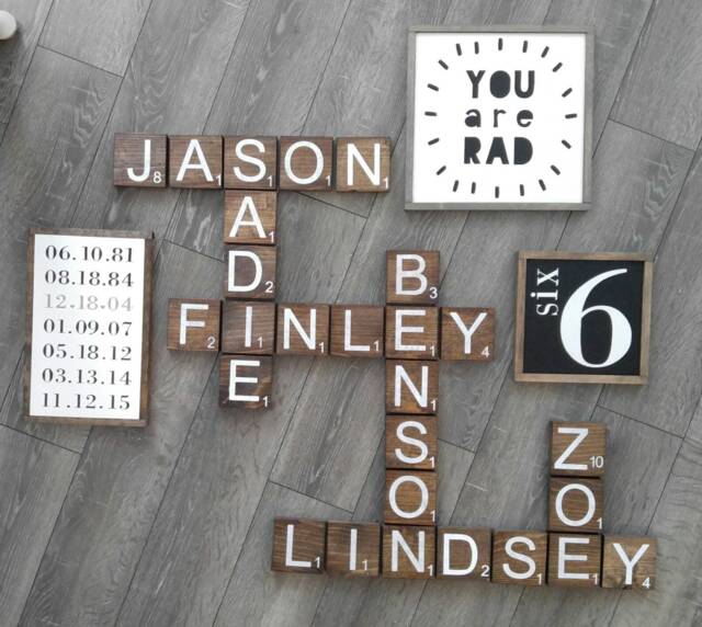 "Scrabble Tile Wall Art/Tiles Custom Colors/ 3.5""x3.5" - image 1