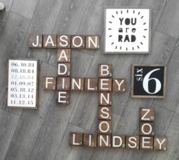 "Scrabble Tile Wall Art/Tiles Custom Colors/ 3.5""x3.5" - thumbnail 1