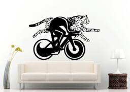 Race Between Bicyclist & A Cheetah Wall Decal Vinyl Sticker Mural Room Decor L738 - thumbnail 1