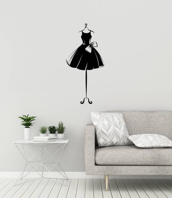 Dress Studio Vinyl Wall Decal Ball Gown Short Mannequin Ballerina Girl Stickers Mural - #2949Di - image 1