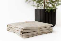 Set Of 4 Natural Hemp Linen Seat Cushions For Chair With Ties Filled Organic Hemp Fiber in Fabric Pillow