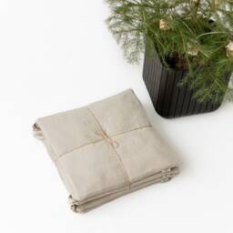 Set Of 4 Natural Hemp Linen Seat Cushions For Chair With Ties Filled Organic Hemp Fiber in Fabric Pillow - thumbnail 3