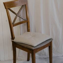 Set Of 4 Natural Hemp Linen Seat Cushions For Chair With Ties Filled Organic Hemp Fiber in Fabric Pillow - thumbnail 2