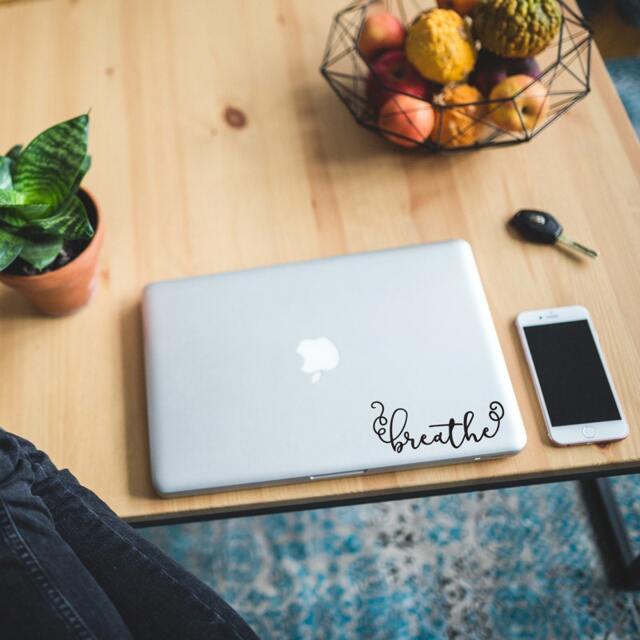 Breathe Quote Vinyl Wall Decal - Laptop, Office, Dorm Decor - image 1