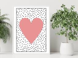 Heart Wall Print Polka Fun - Kids Home Playroom Bedroom Gift Bespoke A5 A4 A3 Framed - thumbnail 1