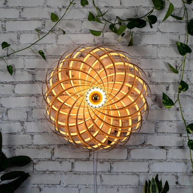 Wall Decor Art Light. Hand Made Wooden Lamp From Germany. Oliv-Ash Wood - image 1