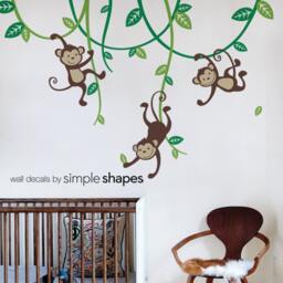 Monkey Vines Wall Decal Nursery Decor, Kids Room Decals - thumbnail 2