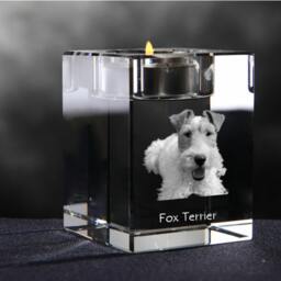 Fox Terrier, Crystal Candlestick With Dog, Souvenir, Decoration, Limited Edition, Collection - thumbnail 2