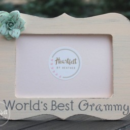 Hand-Painted Grammy Picture Frame - Custom Wood With Flower - thumbnail 2