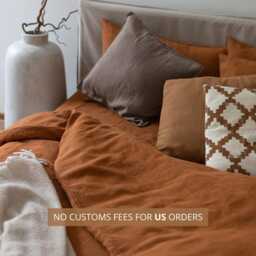 Brown Linen Duvet Cover Set Organic Twin, Queen, King Bedding, Weighted Blanket Cover, Shams, Hemp Quilt - thumbnail 2
