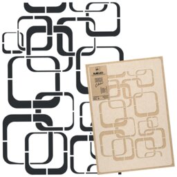 Retro Square Wall Stencil Reusable Plastic Template For Mid-Century Decor - thumbnail 1