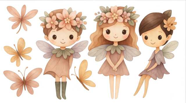 Fairy Wall Decals Pastel Watercolor Butterflies - Removable Vinyl
