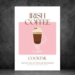 Irish Coffee Cocktail Art Print Poster - Party Signature Drink Sign Wall Decor Minimalist Elegant Retro Gift A5 A4 A3 - thumbnail 3