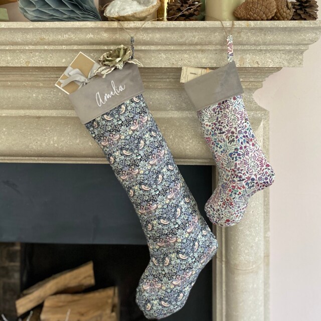 Long Or Short Personalised Liberty Print Christmas Stocking - image 1