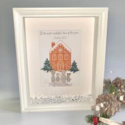 Gingerbread House Pebble Art Family Christmas 2024 Picture Frame Keepsake Xmas Decorations Personalised Wife Gift - thumbnail 3