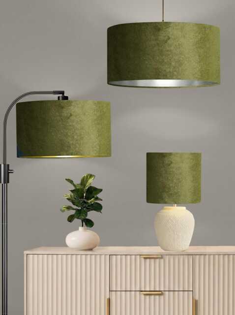 New Luxury Premium Quality Sage Glamour Velvet Fabric With Brushed Metallics Lining Lamp Shade Pendant Light in Multi Sizes - image 1