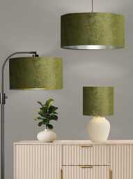 New Luxury Premium Quality Sage Glamour Velvet Fabric With Brushed Metallics Lining Lamp Shade Pendant Light in Multi Sizes - thumbnail 1