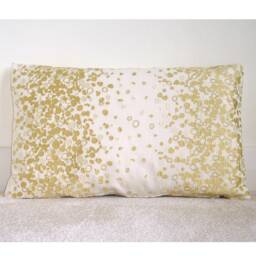 "Gold Embroidered Cushion Cover 12x20 Luxury 20""x12" - thumbnail 1