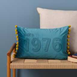 Personalised 50Th Birthday Gift Velvet Cushion With Pom Detail. Perfect Big Birthday Gift For Mum, Dad, Auntie, Uncle, Best Friend - thumbnail 2