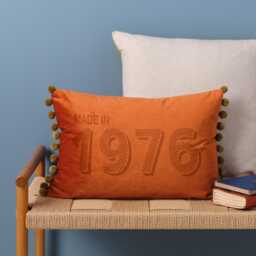 Personalised 50Th Birthday Gift Velvet Cushion With Pom Detail. Perfect Big Birthday Gift For Mum, Dad, Auntie, Uncle, Best Friend - thumbnail 1