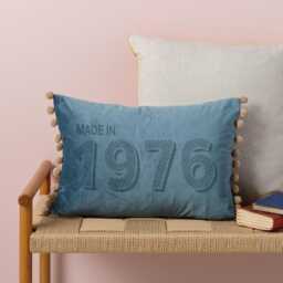 Personalised 50Th Birthday Gift Velvet Cushion With Pom Detail. Perfect Big Birthday Gift For Mum, Dad, Auntie, Uncle, Best Friend - thumbnail 4