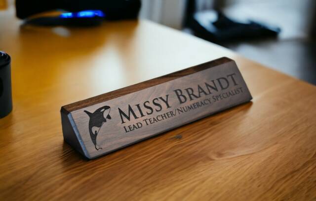 Personalized Wooden Desk Name Plates 10 Inch Solid Walnut Wood, Custom Engraved With The Text Of Your Choice Wooden Sign - image 1