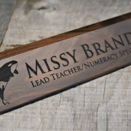 Personalized Wooden Desk Name Plates 10 Inch Solid Walnut Wood, Custom Engraved With The Text Of Your Choice Wooden Sign - thumbnail 4