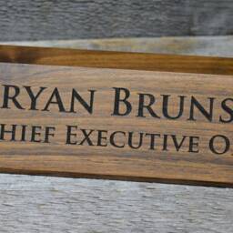 Personalized Wooden Desk Name Plates 10 Inch Solid Walnut Wood, Custom Engraved With The Text Of Your Choice Wooden Sign - thumbnail 3