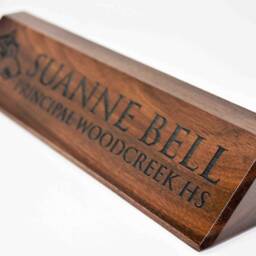 Personalized Wooden Desk Name Plates 10 Inch Solid Walnut Wood, Custom Engraved With The Text Of Your Choice Wooden Sign - thumbnail 2