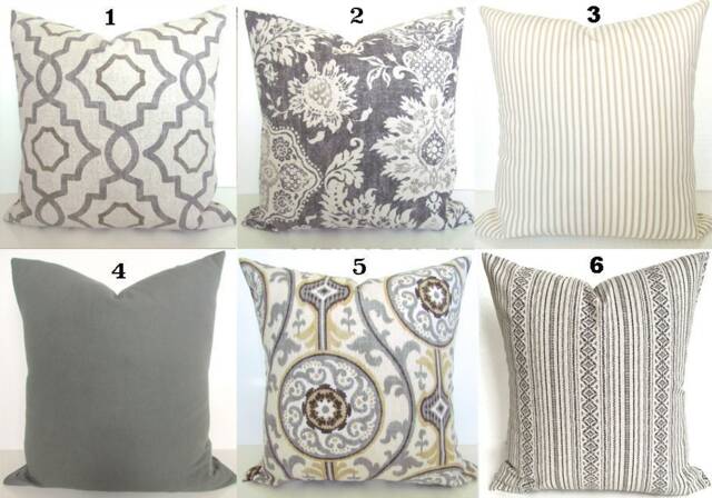 Gray & Tan Throw Pillow Covers Grey Pillows 16 18x18 20 All Sizes Home Decor - image 1