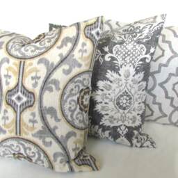 Gray & Tan Throw Pillow Covers Grey Pillows 16 18x18 20 All Sizes Home Decor - thumbnail 2