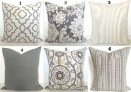 Gray & Tan Throw Pillow Covers Grey Pillows 16 18x18 20 All Sizes Home Decor - thumbnail 1