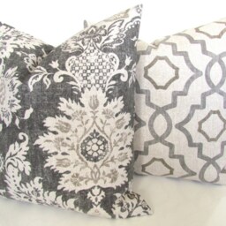 Gray & Tan Throw Pillow Covers Grey Pillows 16 18x18 20 All Sizes Home Decor - thumbnail 3